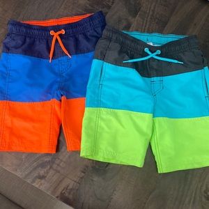 Lot of 2 Boys Cat & Jack Swim Trunks - Size 6-7.